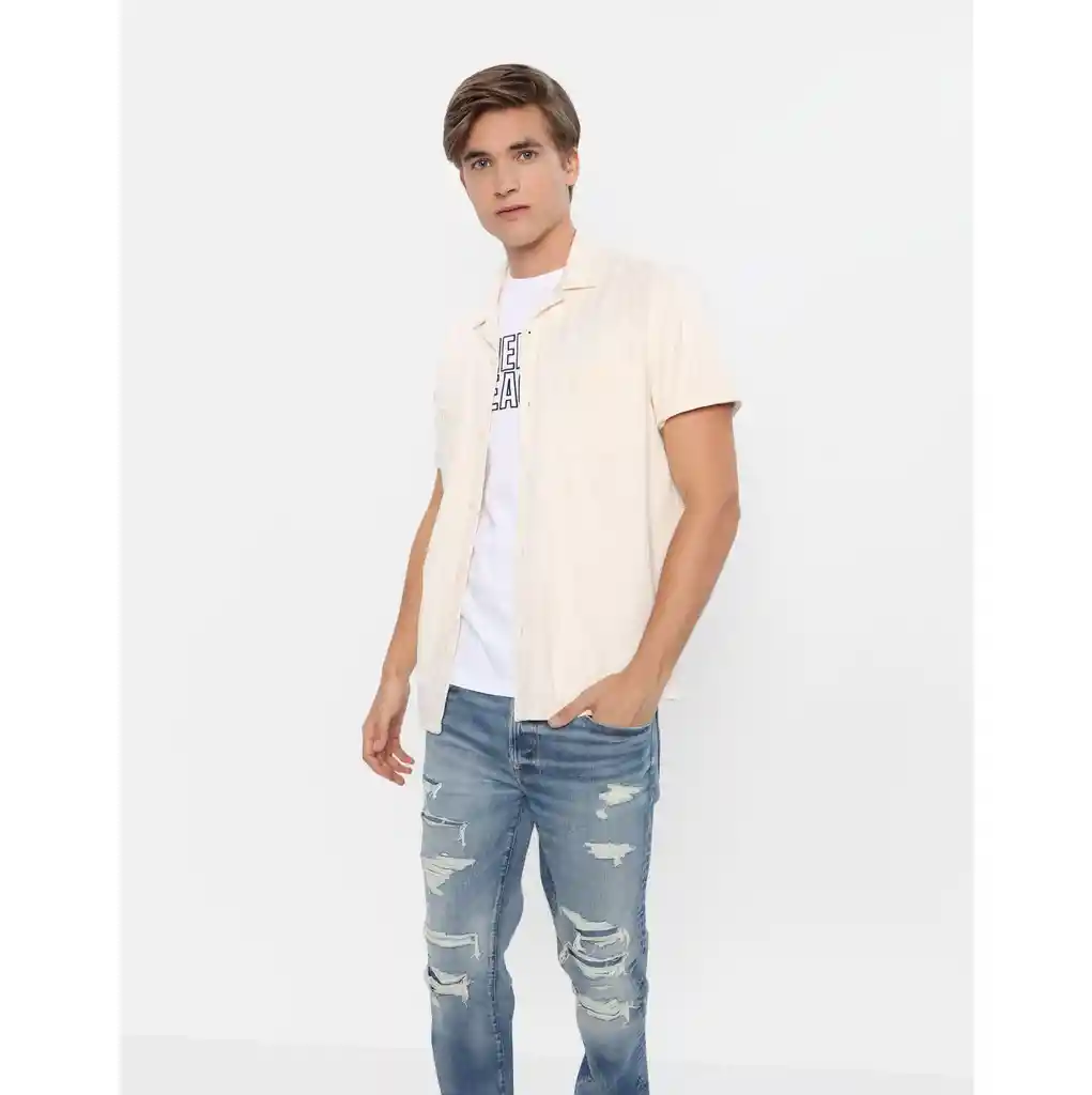 Camisa Polo Hombre Beige T X-SMALL 400386758319 American Eagle