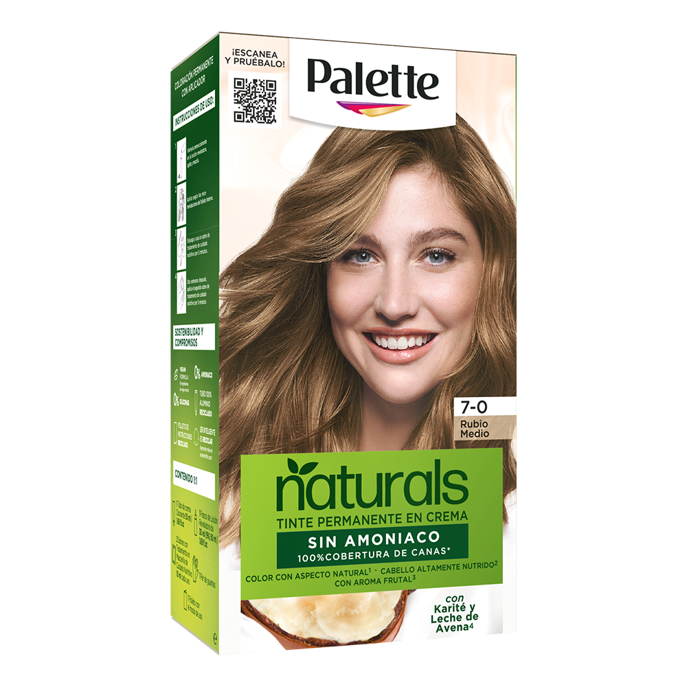 Tinte Palette Naturals 7-0 Rubio Medio Sin Amoniaco