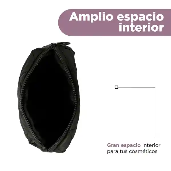 Cosmetiquera Nylon Acolchado Triangulos Negro Serie Miniso