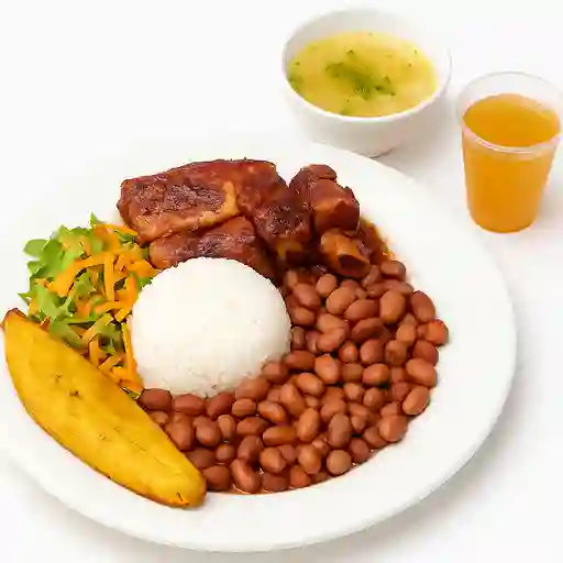 Costillas bbq con frijoles