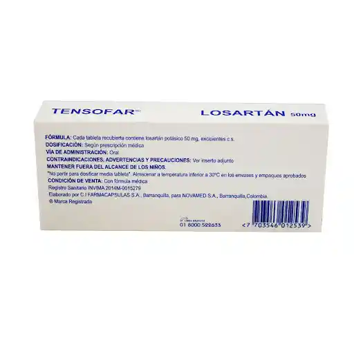 Novamed Tensofar 50 Mg 30 Tabletas