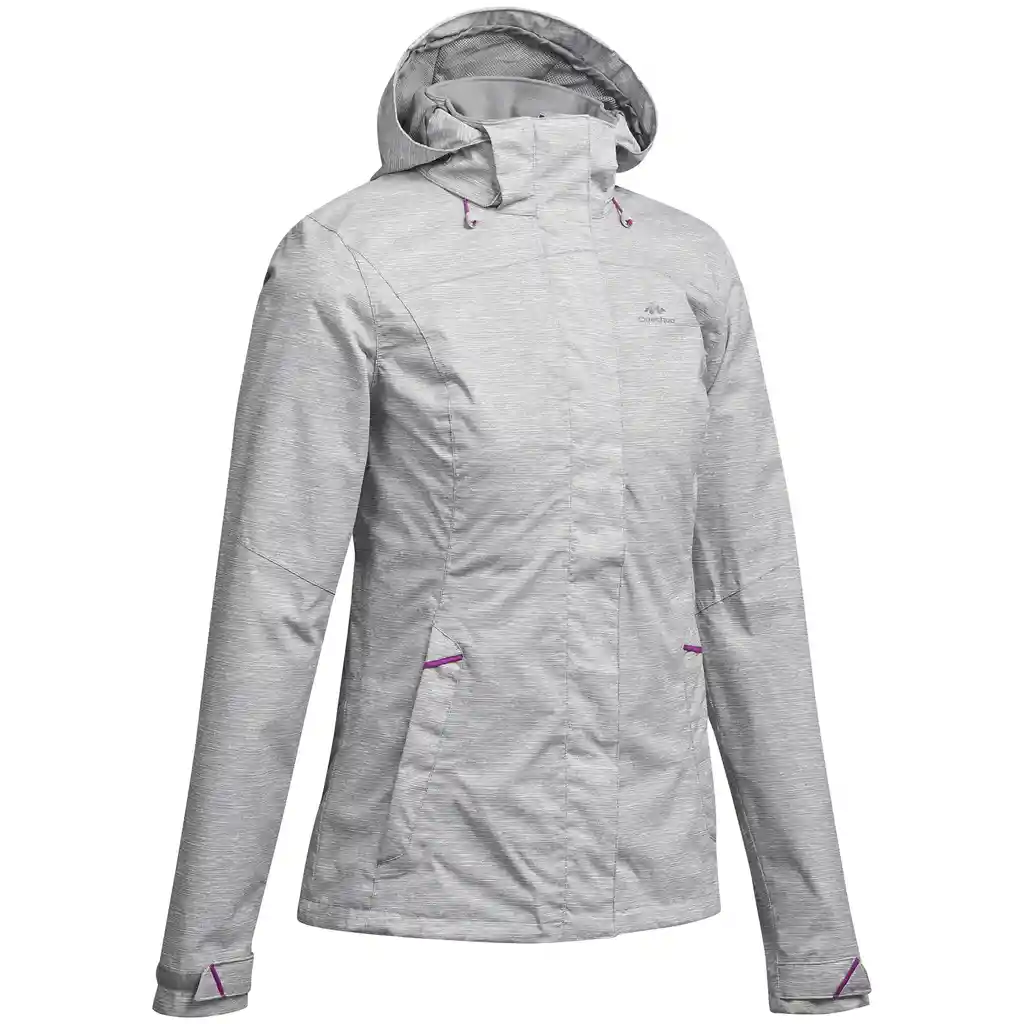 Chaqueta Impermeable de Senderismo Para Mujer Quechua Mh100 Gris