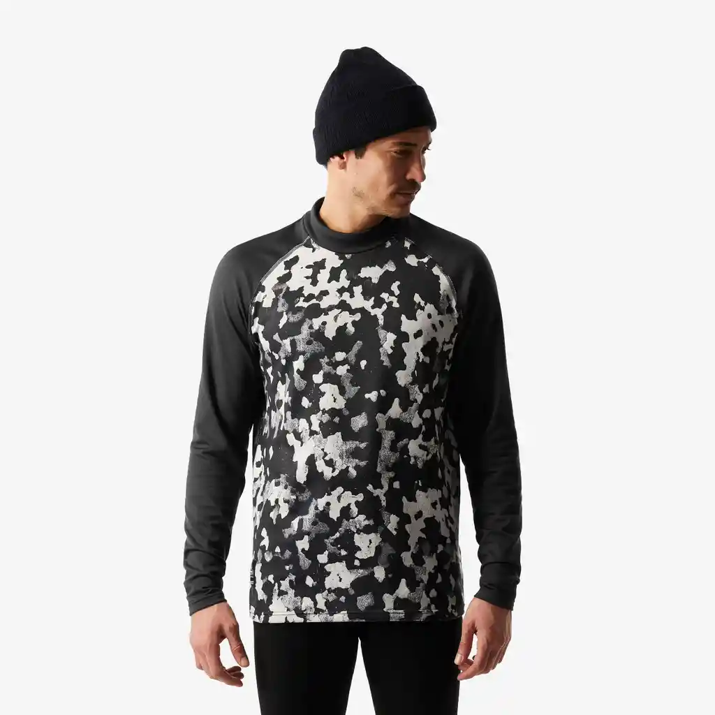 Camiseta Térmica Esquí Corte Amplio Transpirable Hombre Bl500 Beige Negro Graf