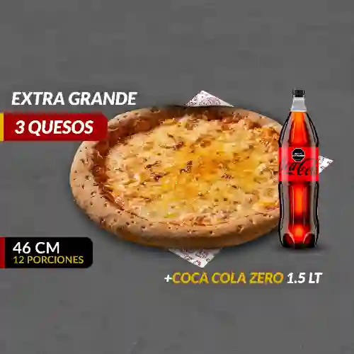 Pizza (xl) 3 Quesos + Coca Cola Zero1,5l