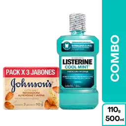 Combo Johnsons Jabon Avena 3 Und + Listerine Coolmint 500 mL