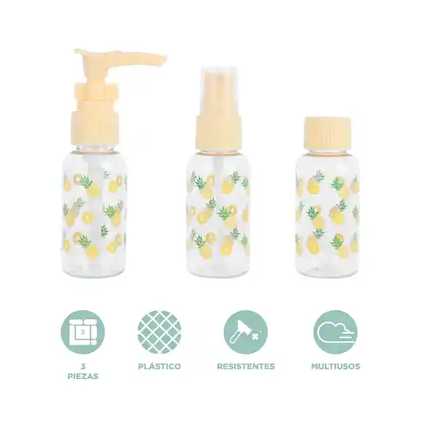 Kit de Botellas de Viaje Piña Miniso