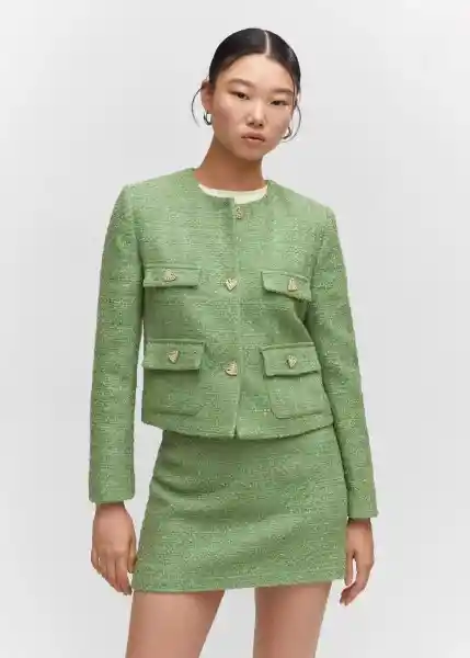 Falda Love Verde Pastel Talla XS Mujer Mango