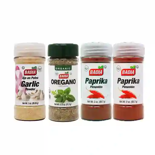 Combo Badia Ajo Polvo + Badia Orégano Orgánico + Badia Paprika