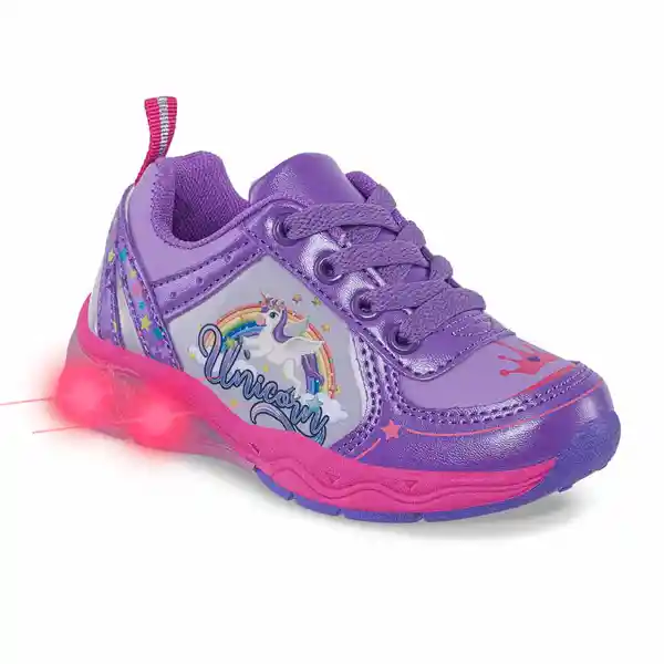 Los Gomosos Tenis Con Luces Orelli Niña Morado Talla 22