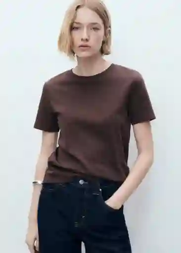 Camiseta Rita Chocolate Talla L Mujer Mango