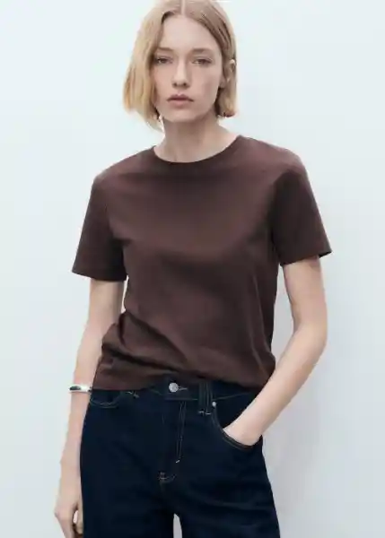 Camiseta Rita Chocolate Talla L Mujer Mango