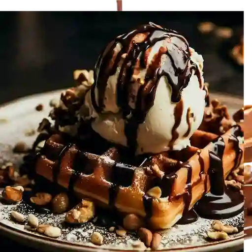 Waffle con helado