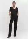 Camiseta Linito Negro Talla M Mujer Mango