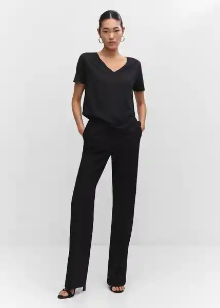 Camiseta Linito Negro Talla M Mujer Mango