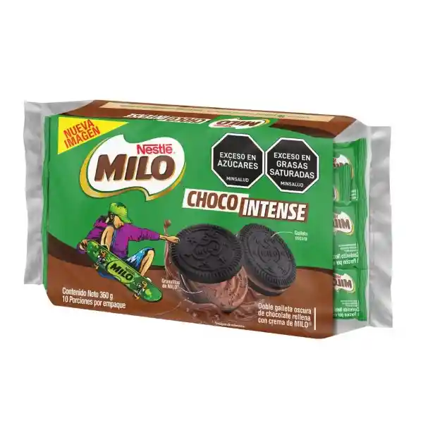 Galletas de chocolate MILO Choco Intense rellenas con crema 10 Unds x 360g