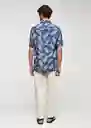 Camisa Pine-H Azul Talla M Hombre Mango