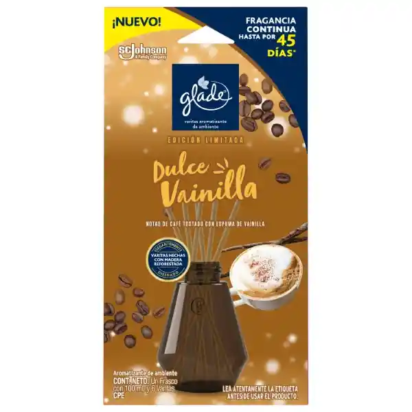 Glade Aromatizante de Ambiente Varitas Dulce Vainilla 100 mL