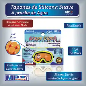 Tapones Para Oido Silicona Wave Block Kids X 6 Pares Resiste