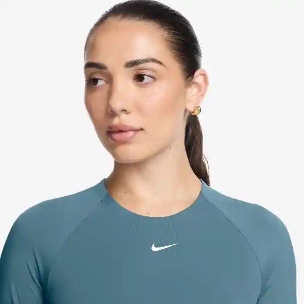 Nike Camiseta Pro Df 365 Crop Manga Larga Mujer Azul Talla S