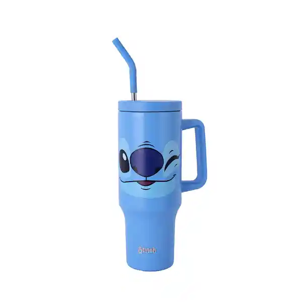 Vaso Doble Pared Con Pitillo Lilo & Stitch Azul 1200 mL Miniso