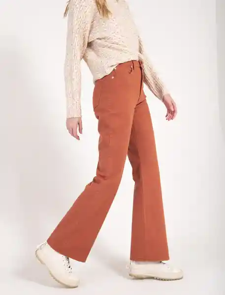 pantalon recto de tiro alto terracota naranja talla 8 mujer Naf-Naf