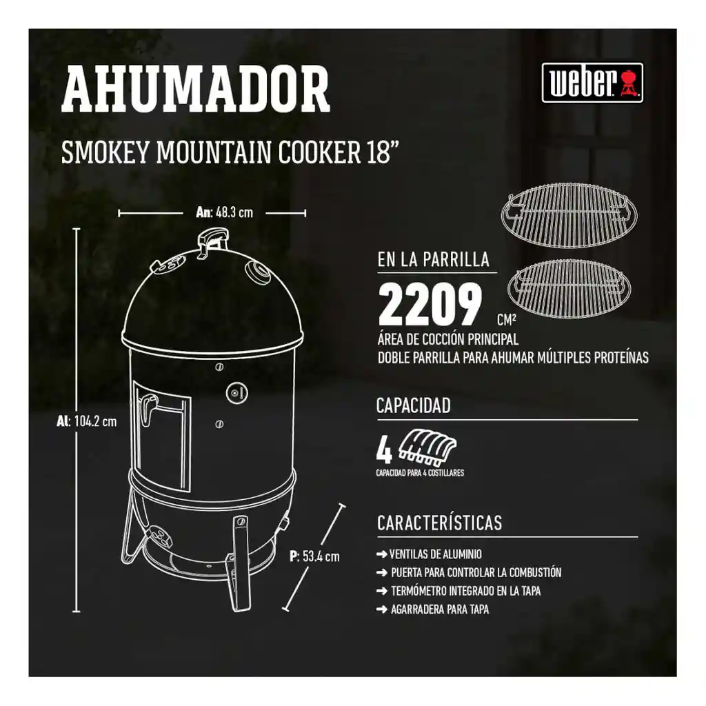 Weber Ahumador Carbon Smokey Mountain 18 In 721001