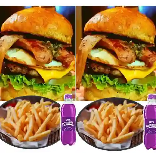 Combo 2 Hamburguesas Explosivas + 2 Gase