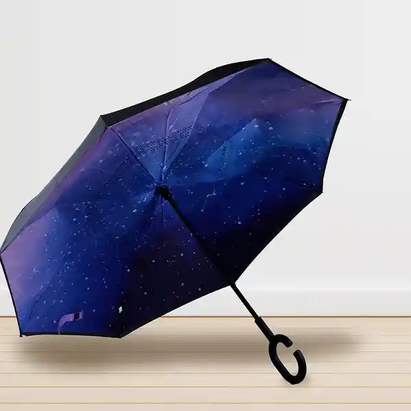 Miniso Sombrilla Invertido Portatil Starry Night Rosa y Azul