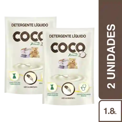 2 x Varela Detergente Liquído Coco 1.8 L