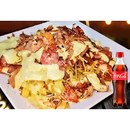Salchipapa Ranchera +Gaseosa 250ml +CocaCola Org 400ml