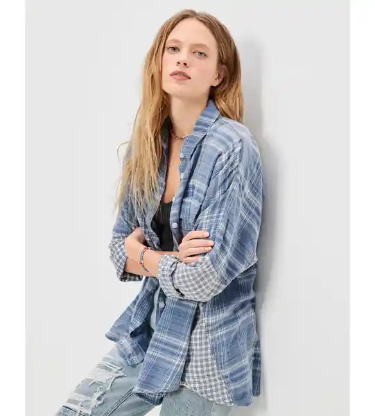 Camisa Mujer Azul Talla Large American Eagle