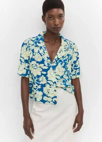 Camisa Namibia-H Azul Talla S Mujer Mango