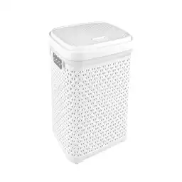 Krea Caja Plastica Simil Rattan Blanco 30 L