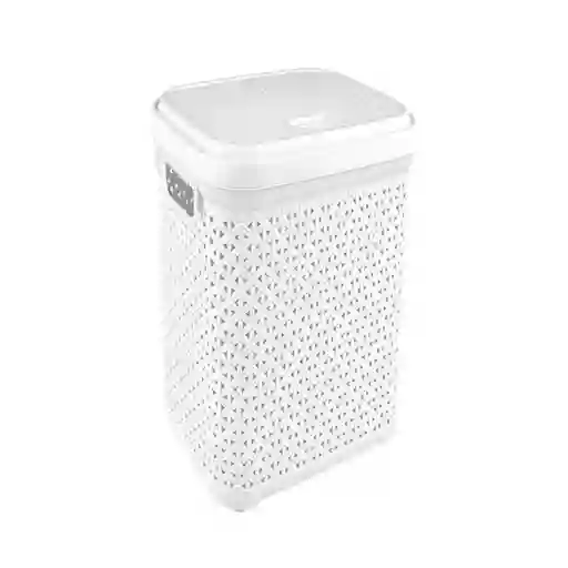 Krea Caja Plastica Simil Rattan Blanco 30 L