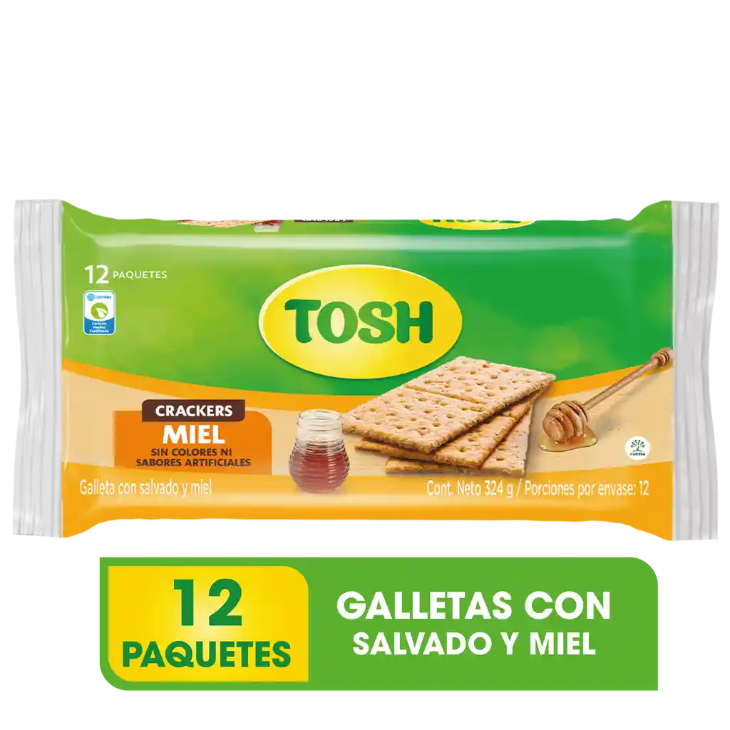 Galleta Tosh Miel Fit Bolsa 12 x 3 x 324 g
