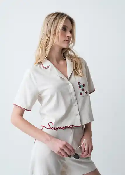 Camisa Camil Mujer Crudo Abedul Claro Talla L 413G355 Naf Naf