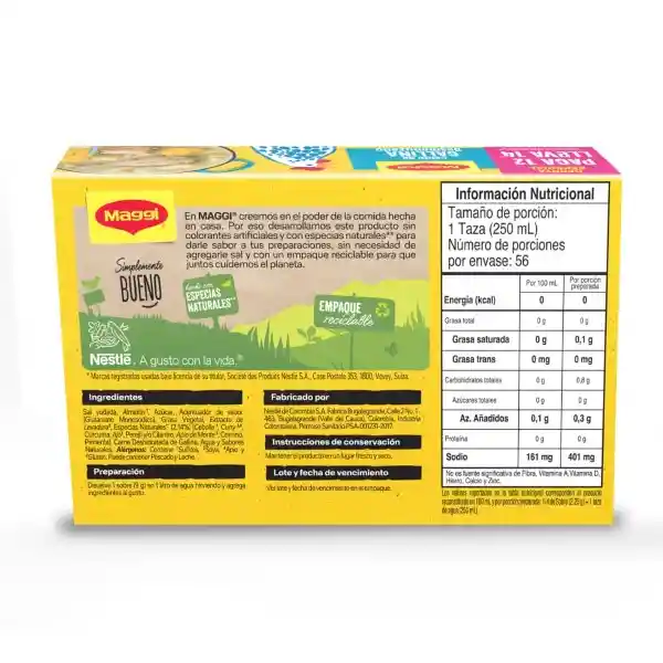 Caldo de Gallina MAGGI con especias Desmenuzado paga 12 lleva 14 x 126g