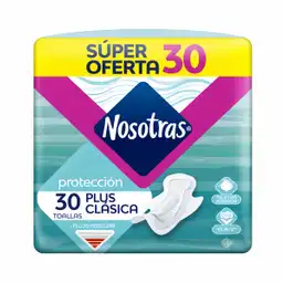 Nosotras Toallas Higiénicas Plus Clásica Tipo Algodón
