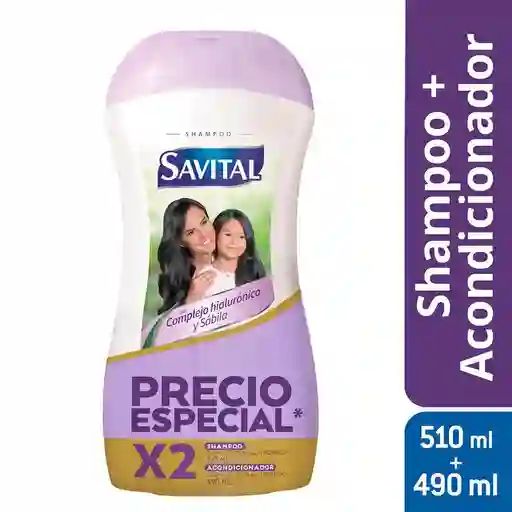 Savital Shampoo + Acondicionador Hialurónico y Sábila