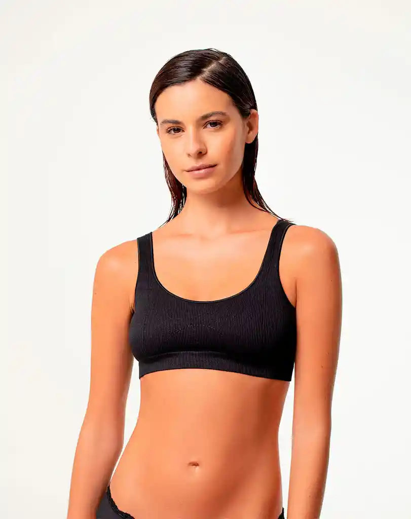 Top Escote Redondo en Seamles Femenino Leyih Top Gef Talla M