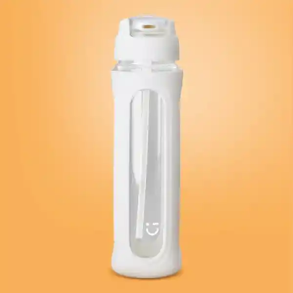 Botella Vidrio Tapa Abatible Pico Asa Blanco 580 mL Serie Miniso