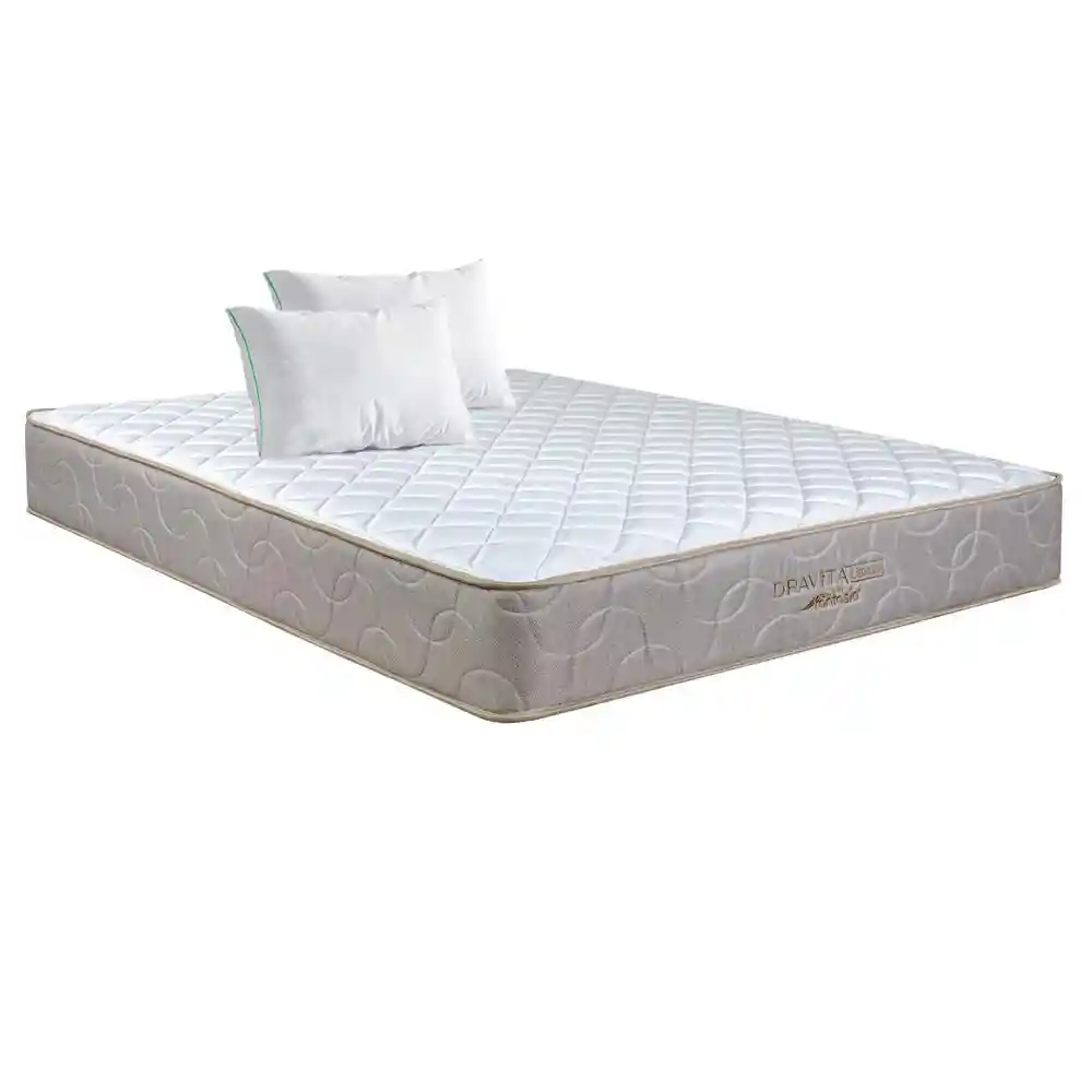 Colchón + Almohadas Fantasia Doble (140 X 190 Cm) Kit Dravita Lexus Resortado Semifirme