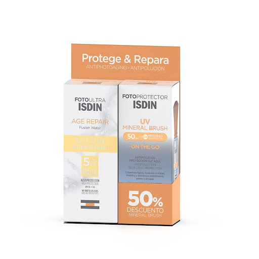 Pack Isdin Protege y Repara Fotoultra Age Repair X 50 Ml + Fotoprotector Mineral Brush Pack