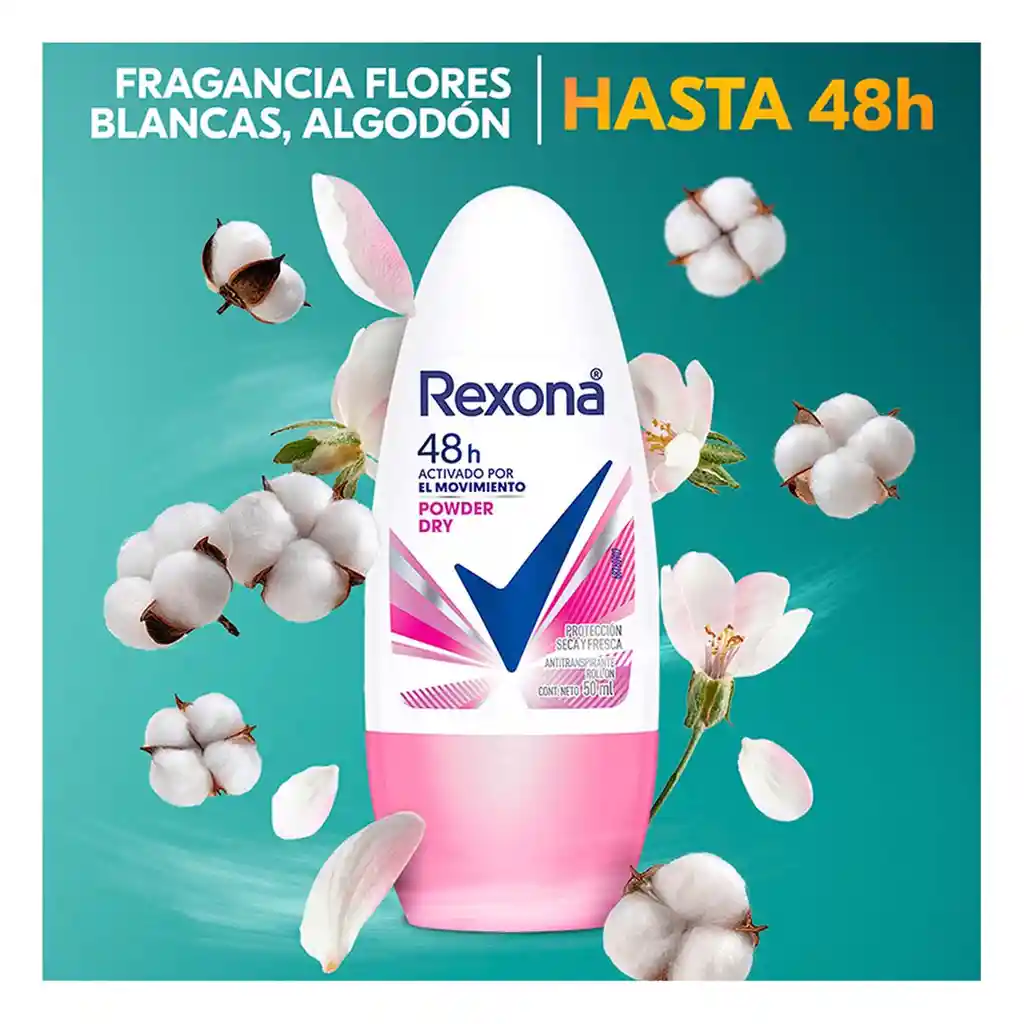 Rexona Antitranspirante Powder Dry en Roll On