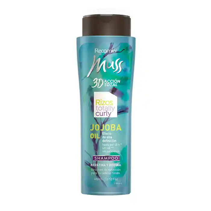 Muss Shampoo 3D Acción Total Rizos con Aceite de Jojoba
