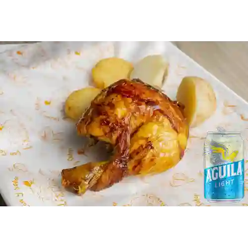 Combo 1/4 de Pollo Pernil + Cerveza Aguila Ligh