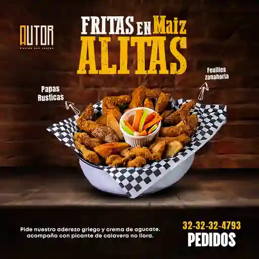 Alitas apanadas en maíz