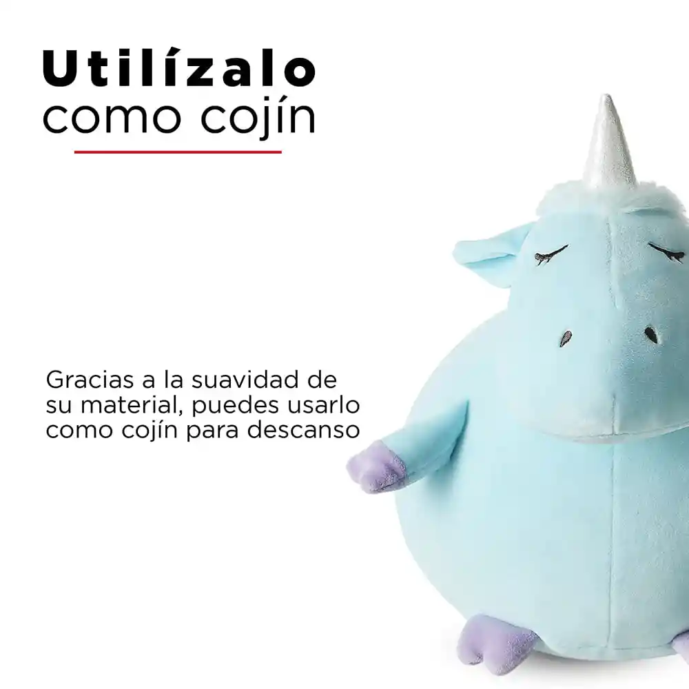 Miniso Peluche Redondo de Unicornio Azul