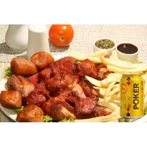 Combo Costilla de Cerdo + Cerveza Poker Lta 330ml