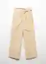 Pantalón Pareo Beige Talla 42 Mujer Mango